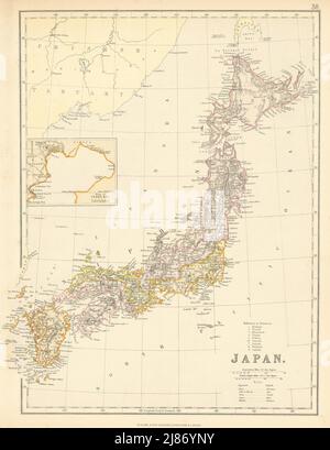 JAPAN. Shows ancient provinces (Ryoseikoku) . Inset Tokyo Bay. BLACKIE 1886 map Stock Photo