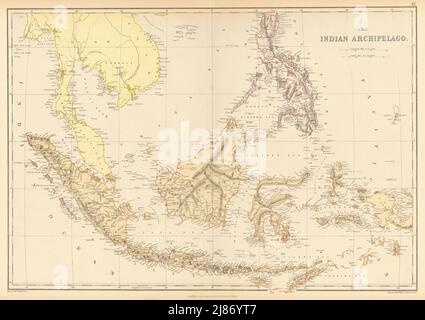 DUTCH EAST INDIES. 'Indian Archipelago' Indonesia Philippines Singapore 1886 map Stock Photo