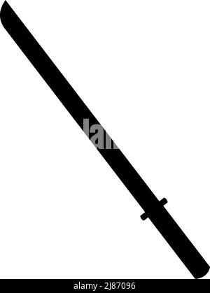 Vector illustration of the icon black color silhouette of a katana sword Stock Vector