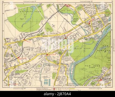 SW LONDON. Hounslow Isleworth Osterley Brentford Richmond Osterley 1948 map Stock Photo