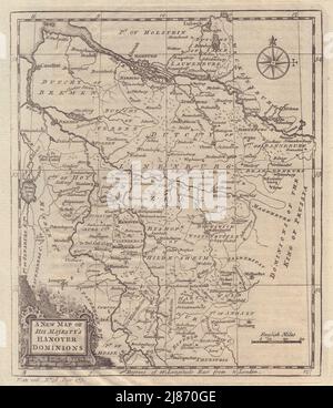 'A new Map of His Majesty's Hanover Dominions'. Lower Saxony. KITCHIN 1752 Stock Photo