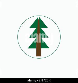 Fir tree logo vector in a circle Stock Vector