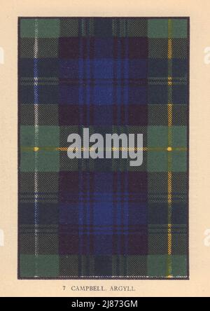 Campbell of Argyll. Scottish Clan Tartan. SMALL 8x11.5cm 1937 old print Stock Photo
