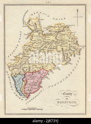 County of Roxburgh. Roxburghshire. SAYER / ARMSTRONG 1794 old antique map Stock Photo