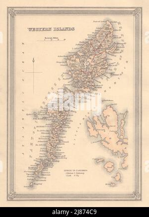 Western Isles, Scotland. Lewis Harris Uist. Outer Hebrides. FULLARTON 1866 map Stock Photo