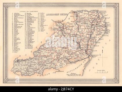 Decorative antique county map of Aberdeenshire, Scotland. FULLARTON ...