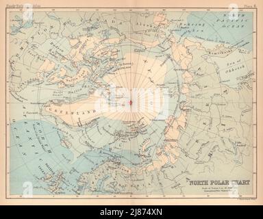 ARCTIC NORTH POLE. North Polar chart. Ice cap. Explorers. BARTHOLOMEW ...