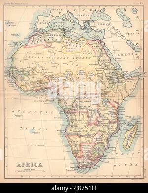 Colonial Africa. Antique map. BARTHOLOMEW 1888 old plan chart Stock Photo