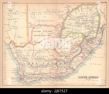 South Africa. Cape Colony. Bechuanaland. BARTHOLOMEW 1888 old antique map Stock Photo