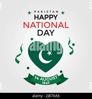 Happy national day with Pakistan Flag Stock Vector