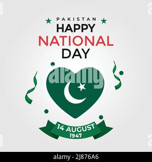 Happy national day with Pakistan Flag Stock Vector