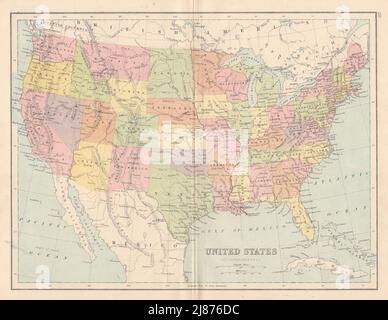 USA. Texas without Big Bend Country. Dakotas combined. COLLINS 1873 old map Stock Photo