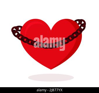 Locked heart. Heart wrapped in chains. Heart in golden chains. Vector illustration Eps 10 Stock Vector