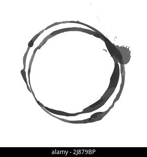 Black round shaped ink stain isolated on white Stock Vector