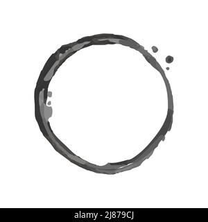 Black round ink stain on white Stock Vector