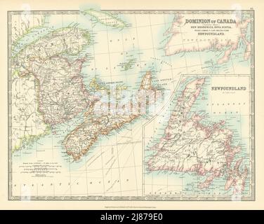 CANADA MARITIMES Newfoundland Nova Scotia Prince New Brunswick JOHNSTON 1911 map Stock Photo