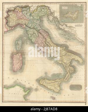 'Italy'. Island of Elba. Kingdom of Naples, Papal States &c. THOMSON 1817 map Stock Photo