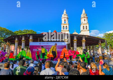 Show by special needs children on the Main Plaza, Campeche , Mexico Stock Photo