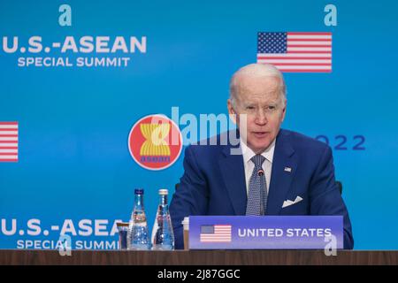 Washington DC, USA. 13th May, 2022. Washington DC, USA. 13th May, 2022. President Joe Biden attends the U.S.-ASEAN Special Summit to commemorate 45 years of U.S.-ASEAN relations and strengthen ASEAN's central role in delivering sustainable solutions to the region's most pressing challenges held at the Department of State, Harry S. Truman Building in Washington, DC on Friday, May 13, 2022. Photo by Oliver Contreras/UPI Credit: UPI/Alamy Live News Credit: UPI/Alamy Live News Stock Photo