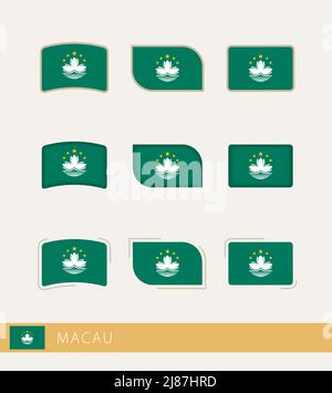 Vector flags of Macau, collection of Macau flags. Vector icon. Stock Vector