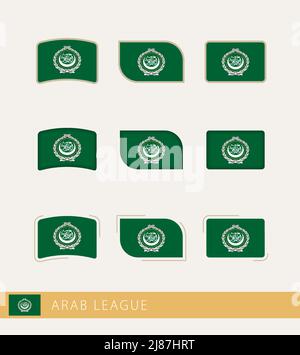 Vector flags of Arab League, collection of Arab League flags. Vector icon. Stock Vector