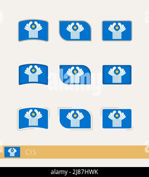 Vector set of the national flag of CIS in various creative designs ...
