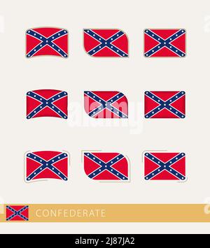 Vector flags of Confederate, collection of Confederate flags. Vector icon. Stock Vector