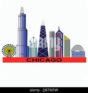 City Skyline Chicago USA Stock Vector