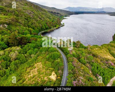 Road winding in Connemara region in Ireland. Scenic Irish countryside ...