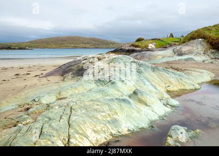 Abbey Island, the idyllic patch of land in Derrynane Historic Park, famous for ruins of Derrynane Abbey and cementery, located in County Kerry, Irelan Stock Photo