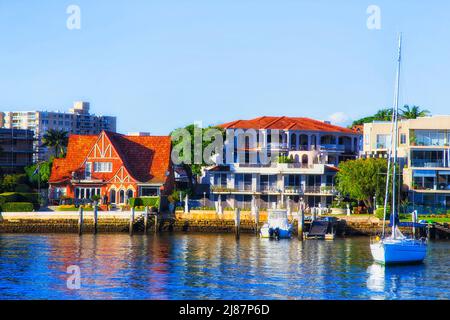 Waterfront of Inner West Balmain wealthy suburb on Parramatta river in Sydney, Australia. Stock Photo