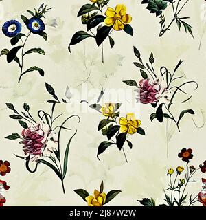 Textile and wallpaper patterns. A printable digital illustration work. Floral Print designs. Stock Photo