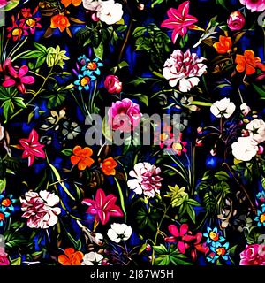 Textile and wallpaper patterns. A printable digital illustration work. Floral Print designs. Stock Photo