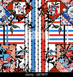 Textile and wallpaper patterns. A printable digital illustration work. Floral Print designs. Stock Photo