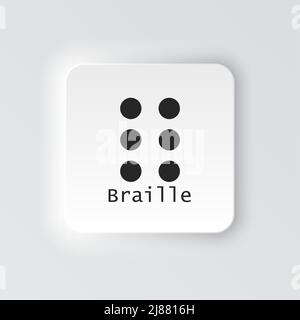 Rectangle button icon Braille. Button banner Rectangle badge interface for application illustration on neomorphic style on white background Stock Vector