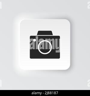 Rectangle button icon Old digital camera. Button banner Rectangle badge interface for application illustration on neomorphic style on white background Stock Vector