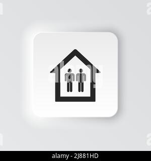 Rectangle button icon Mans in a house. Button banner Rectangle badge interface for application illustration on neomorphic style on white background Stock Vector