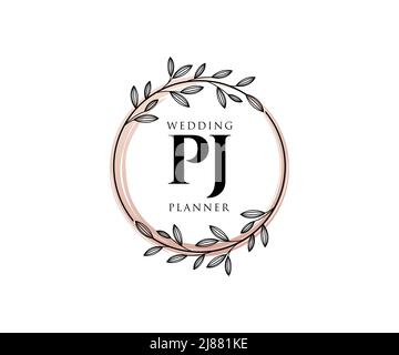 PJ Initials letter Wedding monogram logos collection, hand drawn modern ...