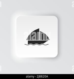 Rectangle button icon Boat. Button banner Rectangle badge interface for application illustration on neomorphic style on white background Stock Vector