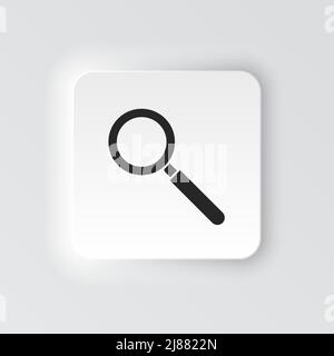 Rectangle button icon Magnifier. Button banner Rectangle badge interface for application illustration on neomorphic style on white background Stock Vector