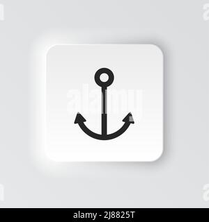 Rectangle button icon Anchor. Button banner Rectangle badge interface for application illustration on neomorphic style on white background Stock Vector