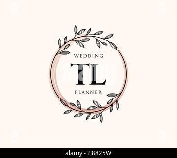 TL Initials letter Wedding monogram logos collection, hand drawn modern minimalistic and floral templates for Invitation cards, Save the Date, elegant Stock Vector