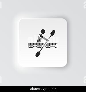 Rectangle button icon Canoe tray. Button banner Rectangle badge interface for application illustration on neomorphic style on white background Stock Vector