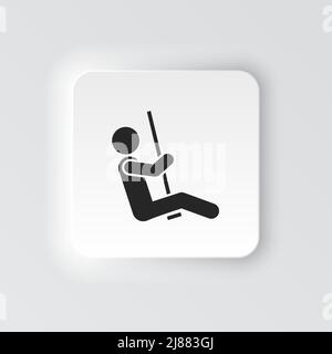Rectangle button icon Swings man. Button banner Rectangle badge interface for application illustration on neomorphic style on white background Stock Vector