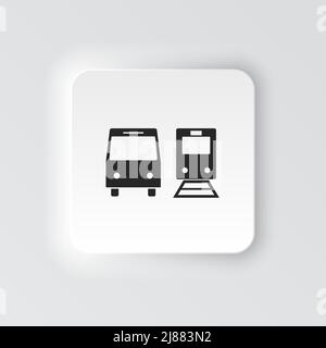 Rectangle button icon Bus train. Button banner Rectangle badge interface for application illustration on neomorphic style on white background Stock Vector
