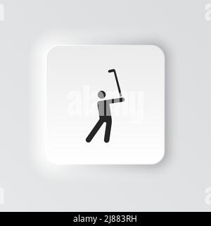 Rectangle button icon Man golf playing. Button banner Rectangle badge interface for application illustration on neomorphic style on white background Stock Vector