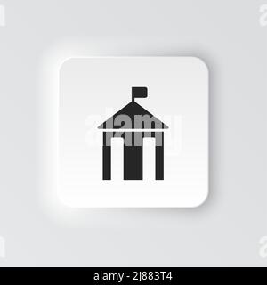 Rectangle button icon City hall silhouette. Button banner Rectangle badge interface for application illustration on neomorphic style on white backgrou Stock Vector