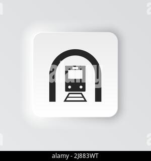 Rectangle button icon Train tunnel. Button banner Rectangle badge interface for application illustration on neomorphic style on white background Stock Vector