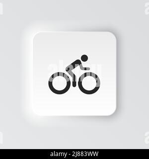 Rectangle button icon Bike man. Button banner Rectangle badge interface for application illustration on neomorphic style on white background Stock Vector