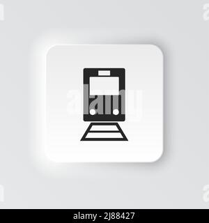 Rectangle button icon Train. Button banner Rectangle badge interface for application illustration on neomorphic style on white background Stock Vector